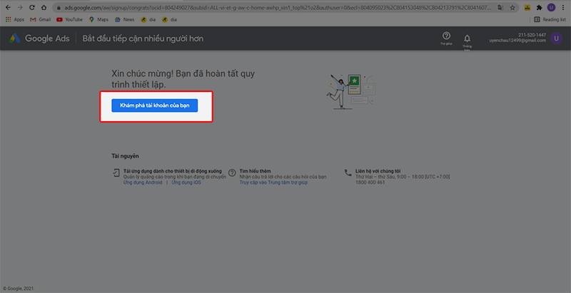 Bước 5: Khám phá tài khoản của bạn - Đăng ký tài khoản Google Adwords thành công Bước 5: Khám phá tài khoản của bạn - Đăng ký tài khoản Google Adwords thành công