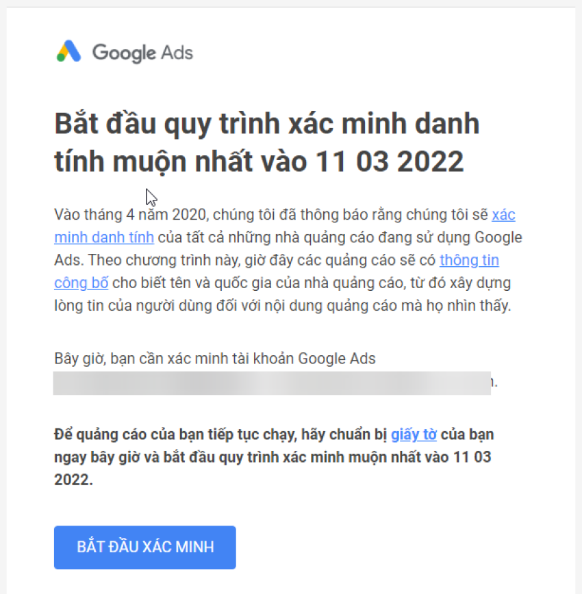 Mua tài khoản Google Ads đã được xác minh