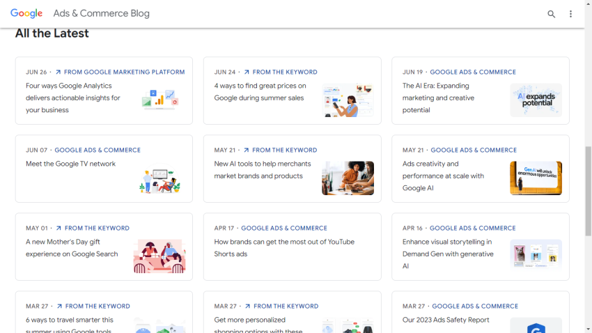 Giao diện Google Ads & Commerce Blog